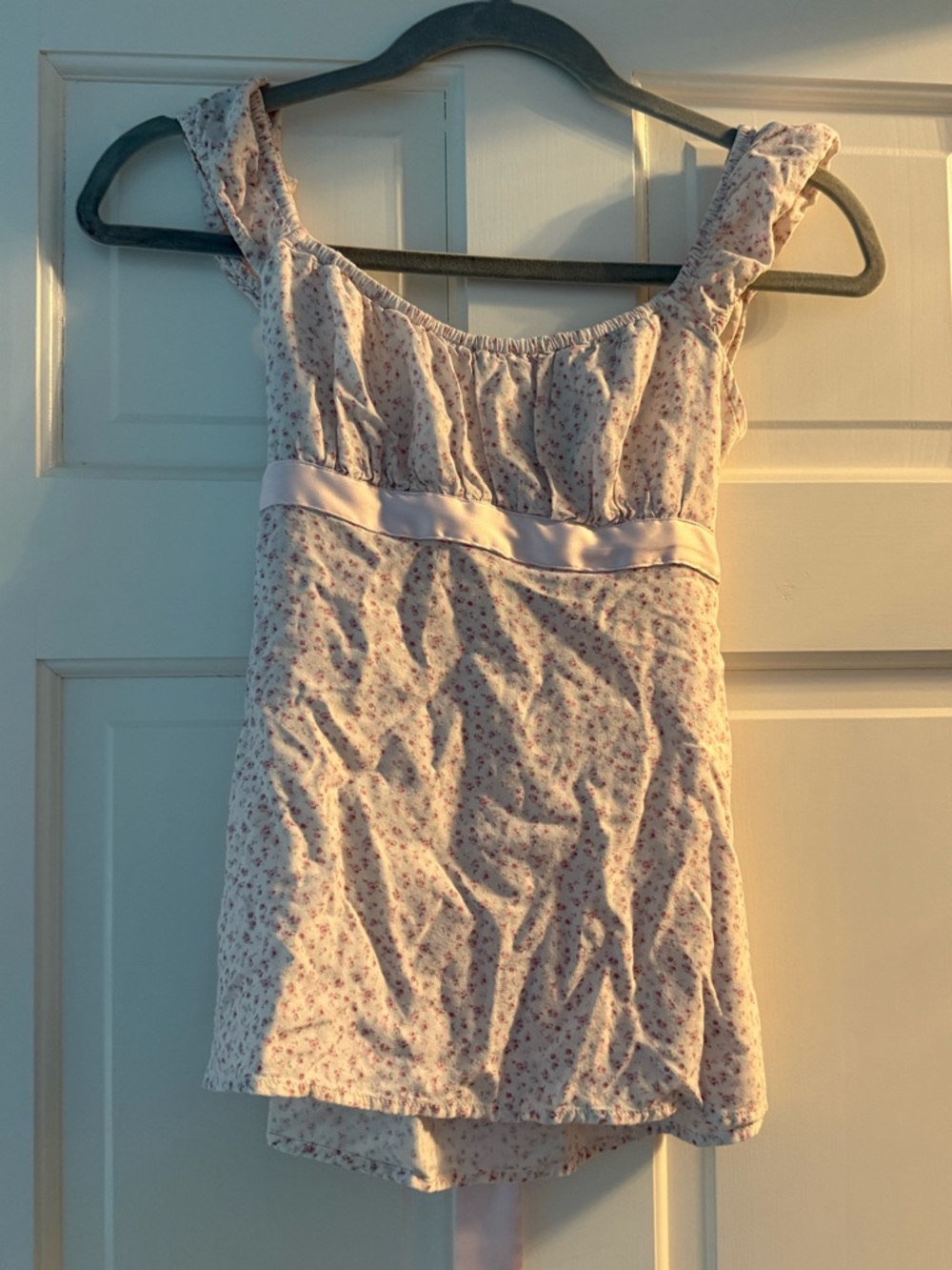 Hollister Light Pink Floral Ruffle-Strap Camisole Tank